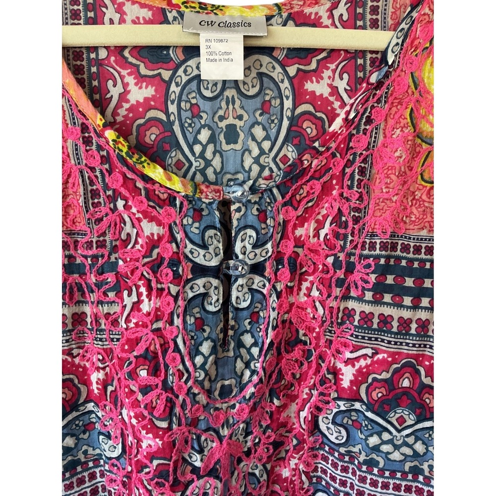 Sleeveless Printed Midi Dress in Pink and Yellow - Picture 3 of 8